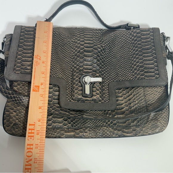 Juicy Couture 100% Goat Sheep Cow Suede Leather Snake Embossed Handbag **STAIN** - Picture 5 of 11